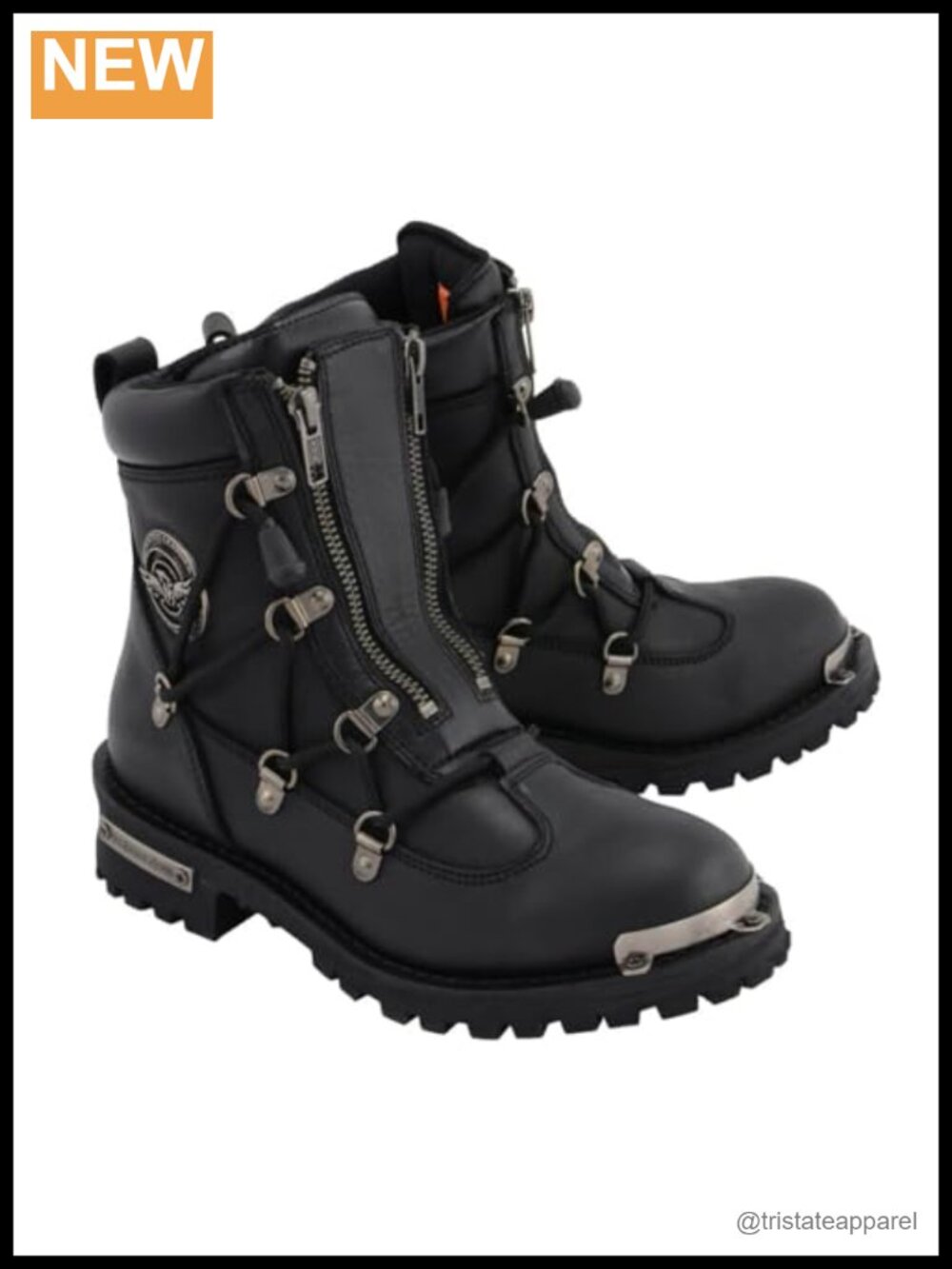Premium Leather Motorcycle Riding Boots for Women Mid-Calf Lace-Up Zip